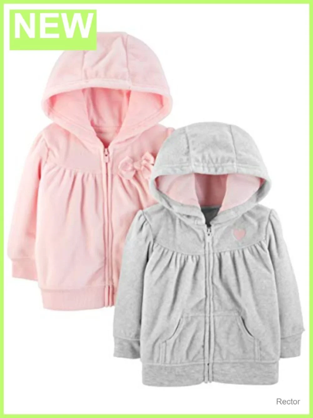 Girls 2-Pack Full Zip Hoodies Sweatshirts Long Sleeve Kids